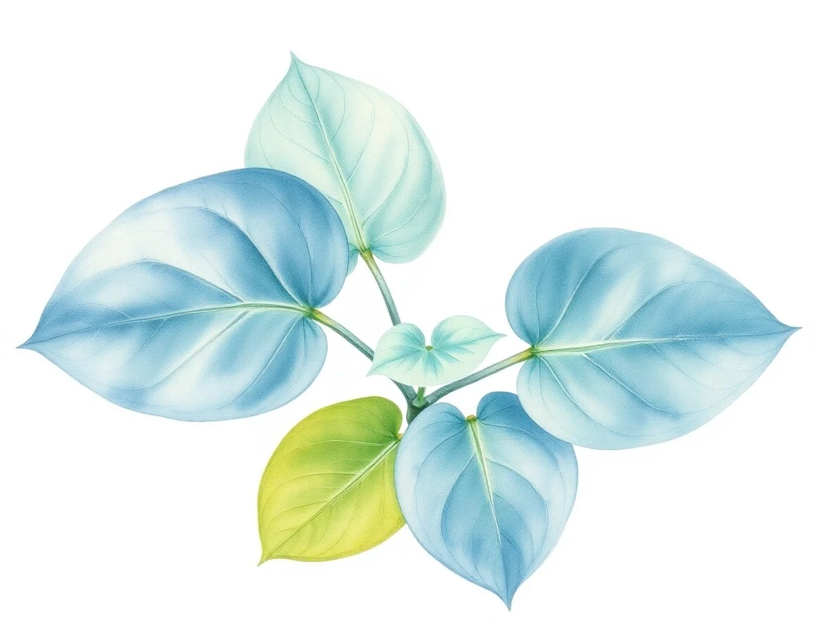Watercolor illustration of Hosta 'Peek A Boo'