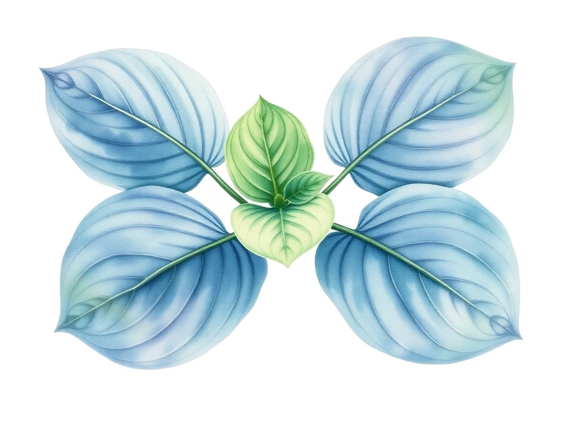Watercolor illustration of Hosta 'Pert'