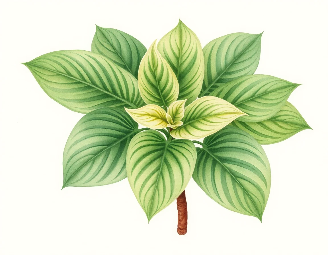 Watercolor illustration of Hosta 'Picadilly Circus'