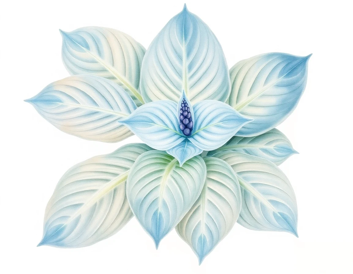 Watercolor illustration of Hosta 'Pie in the Sky'