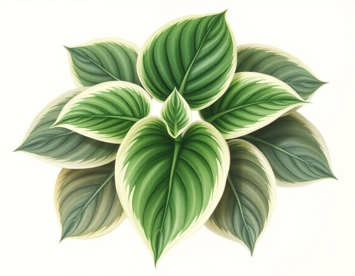 Watercolor illustration of Hosta 'Pilgrim's Progress'