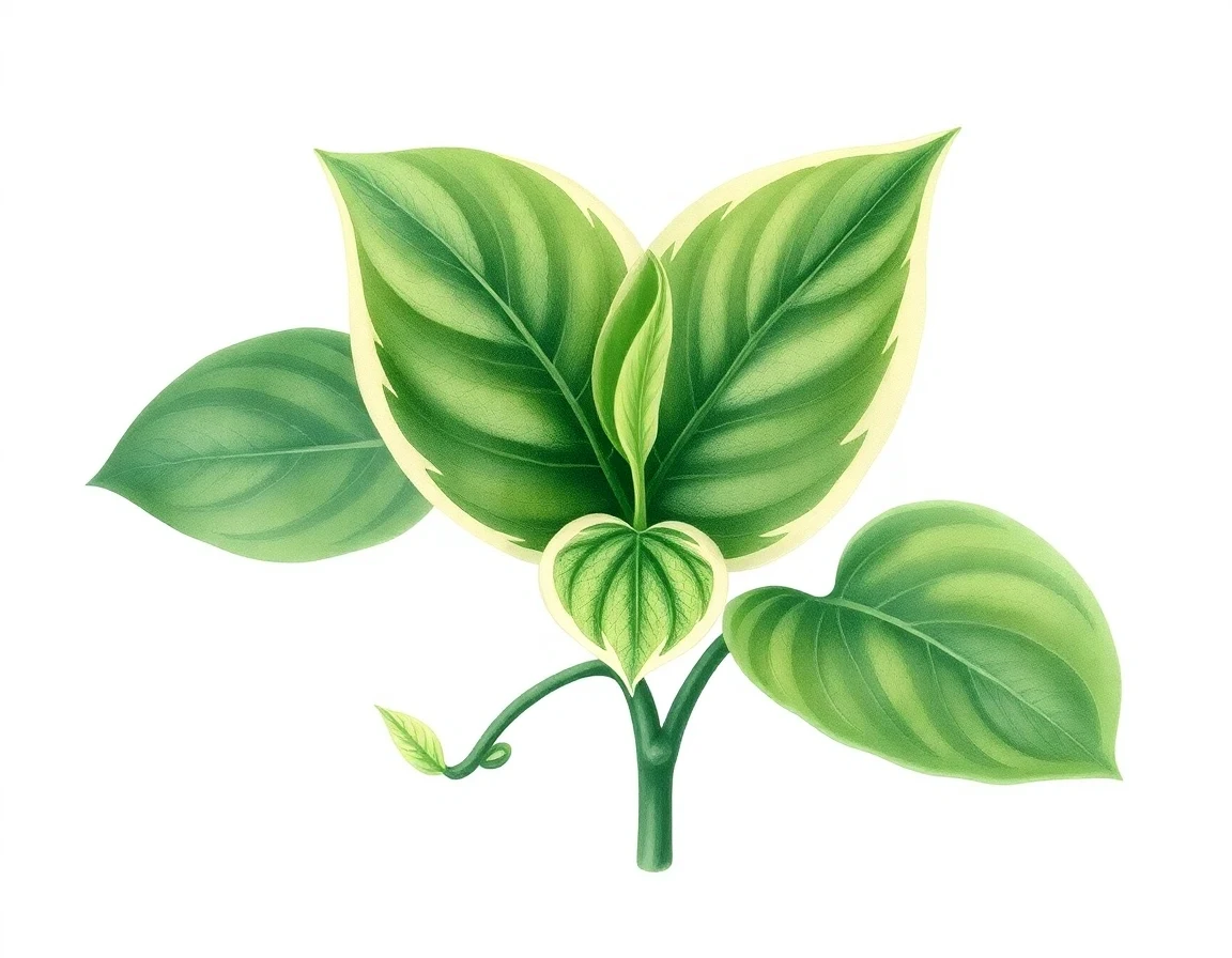Watercolor illustration of Hosta 'Pin Stripe'