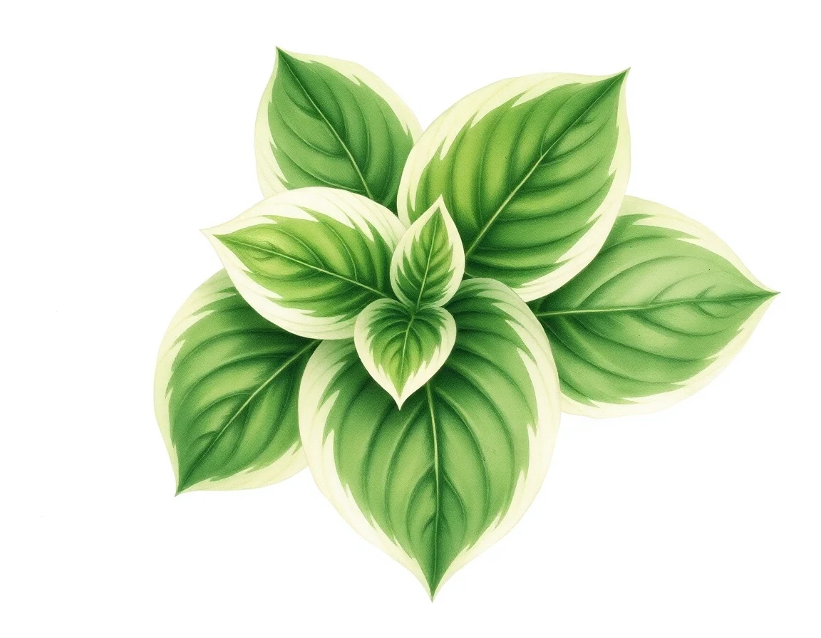 Watercolor illustration of Hosta 'Pipin the Short'