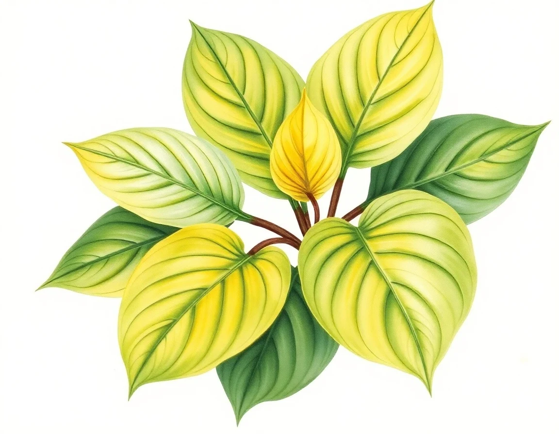 Watercolor illustration of Hosta 'Pistachio Glow'