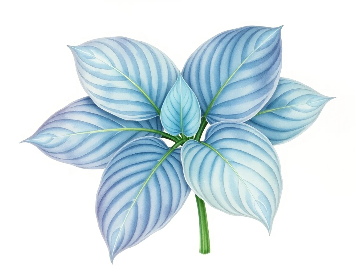 Watercolor illustration of Hosta 'Pit Bull'