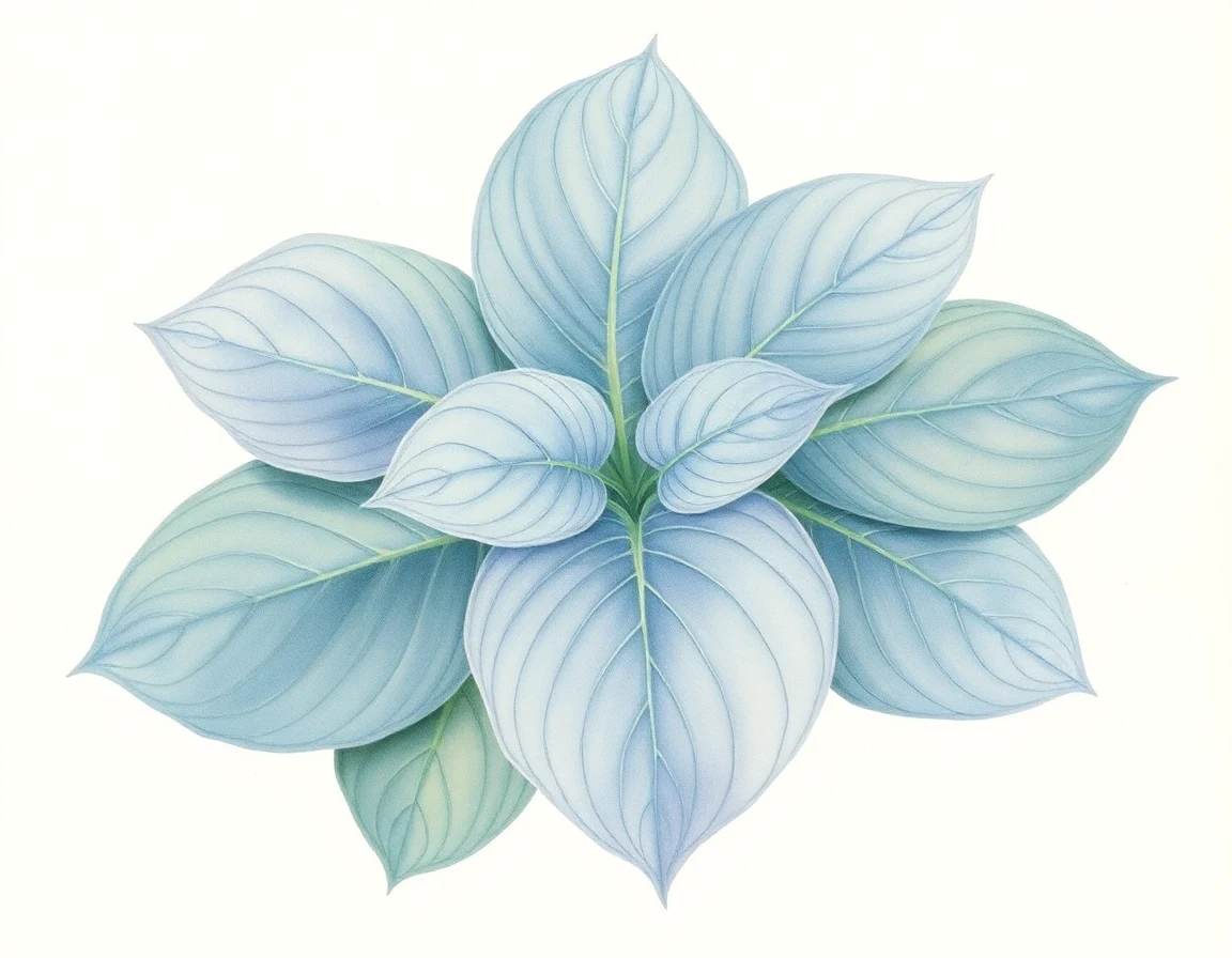 Watercolor illustration of Hosta 'Potomac Pride'