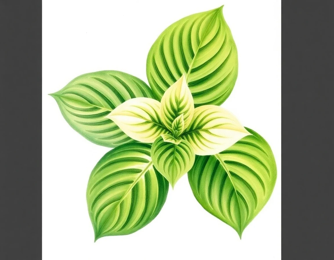 Watercolor illustration of Hosta 'Prairie Angel'