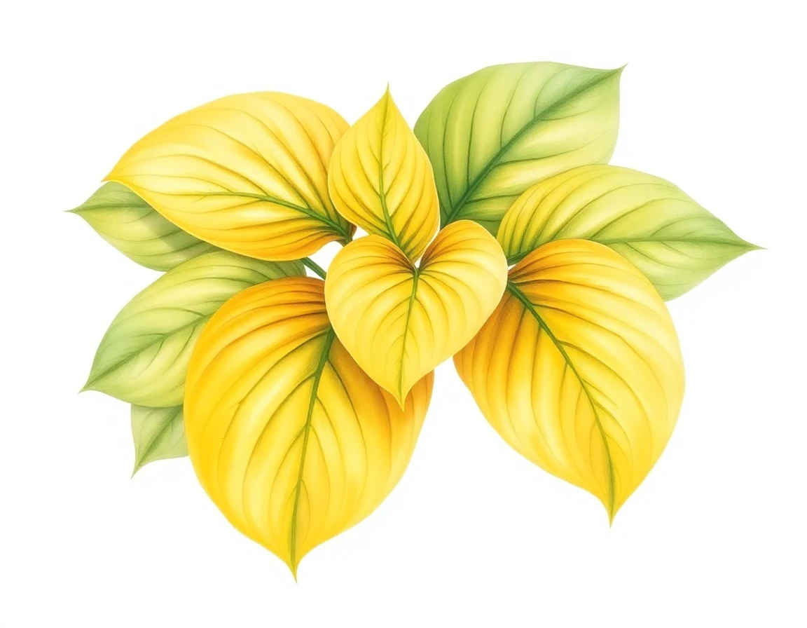 Watercolor illustration of Hosta 'Prairie Lightning'