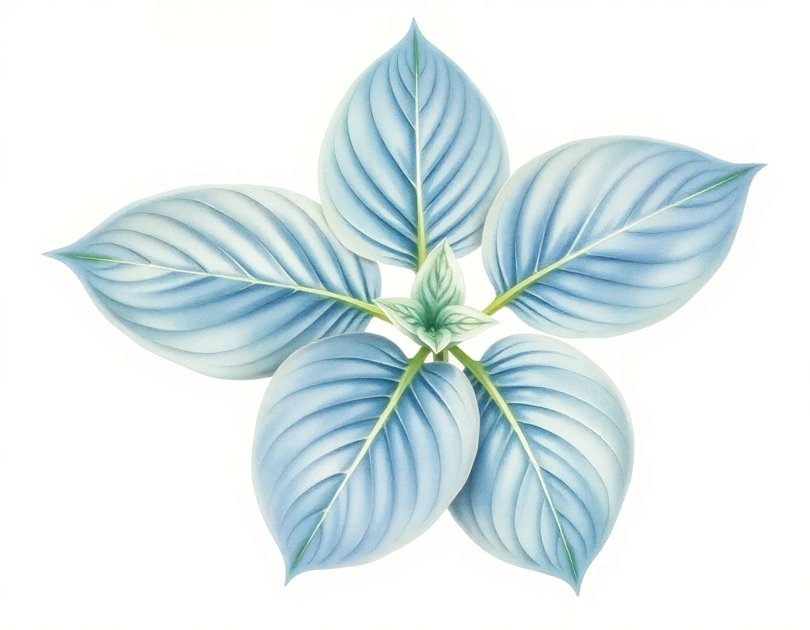 Watercolor illustration of Hosta 'Prairie Rainbow'