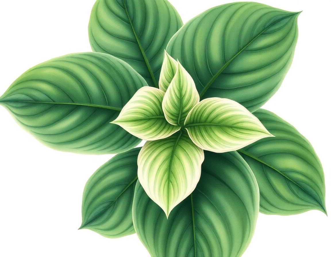 Watercolor illustration of Hosta 'Primal Fear'