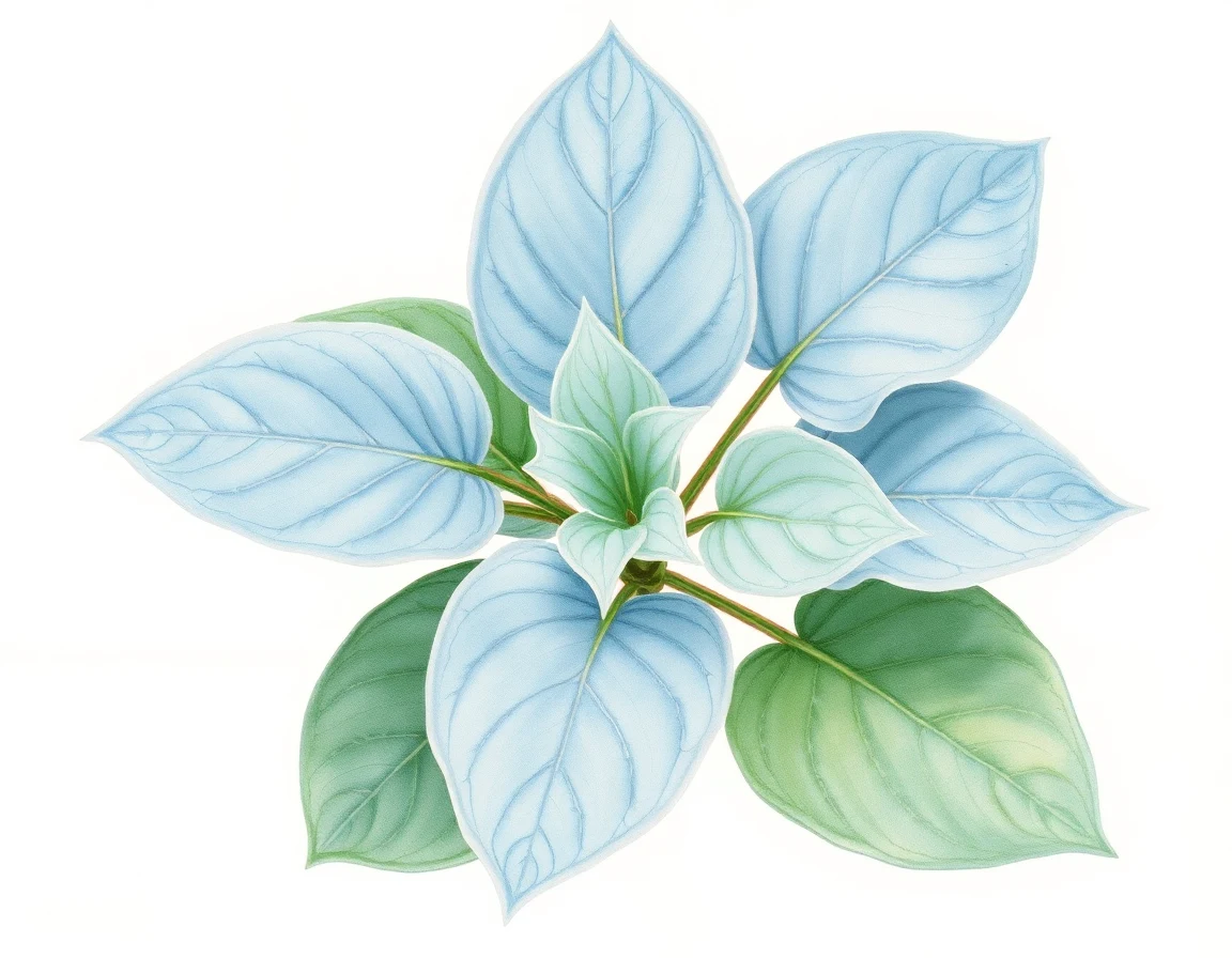 Watercolor illustration of Hosta 'Purbeck Mist'