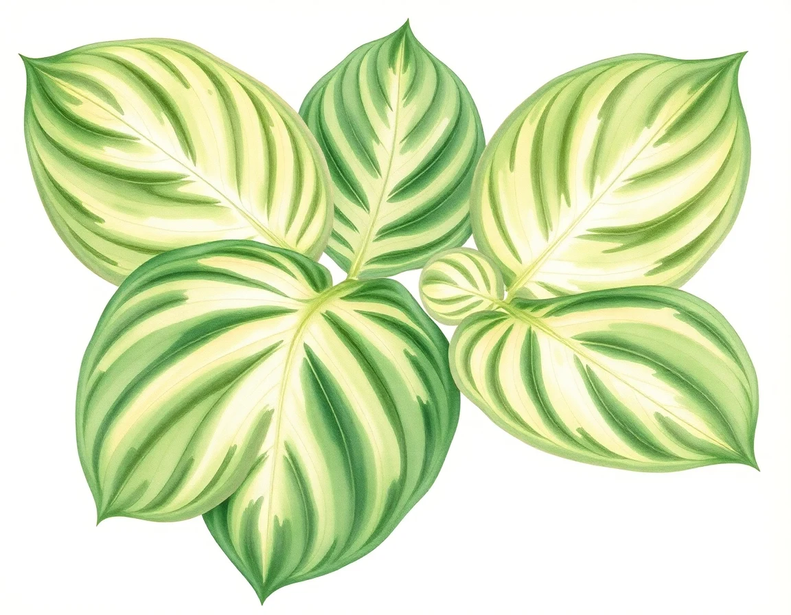 Watercolor illustration of Hosta 'Quasar'