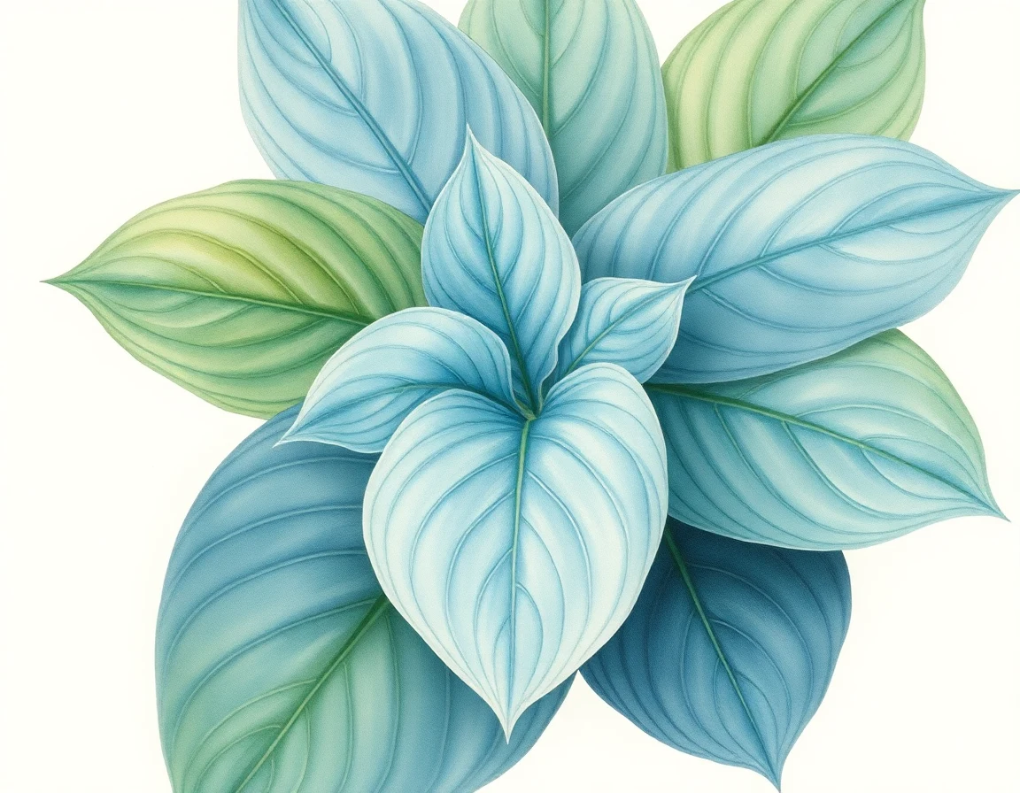 Watercolor illustration of Hosta 'Quiet Water Disturbed'