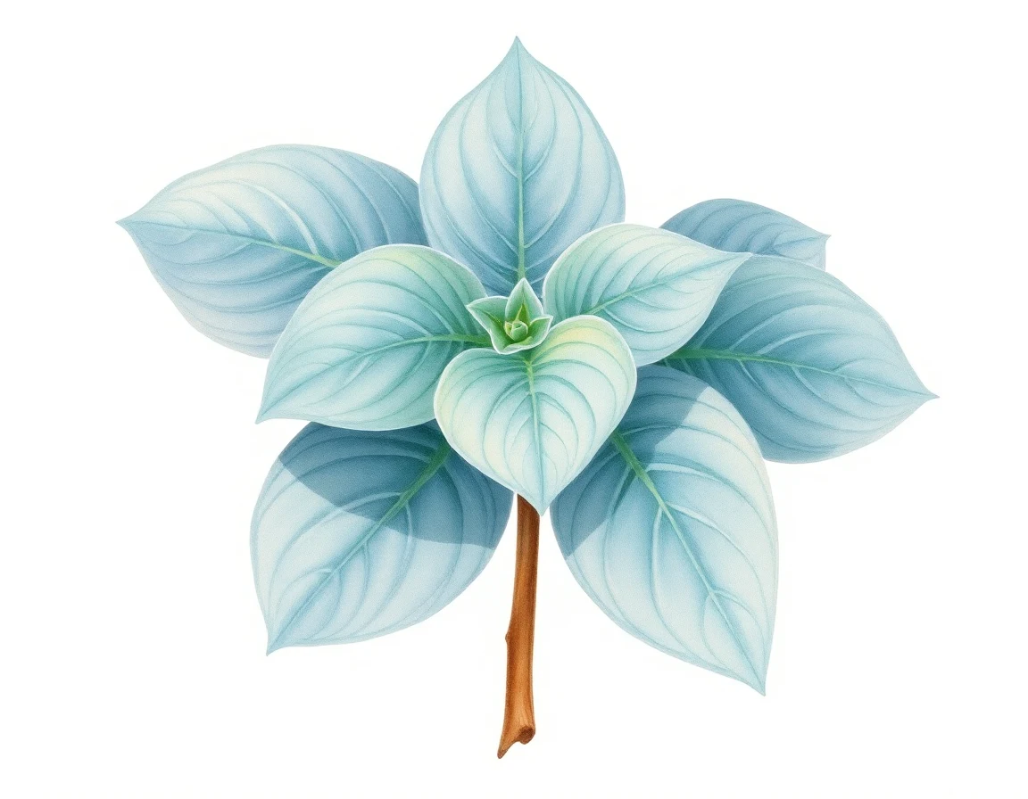 Watercolor illustration of Hosta 'Radio Waves'