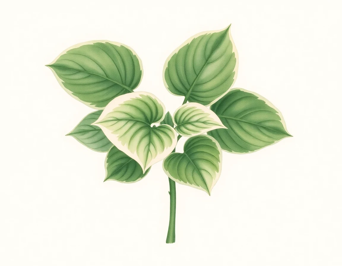Watercolor illustration of Hosta 'Ray of Hope'