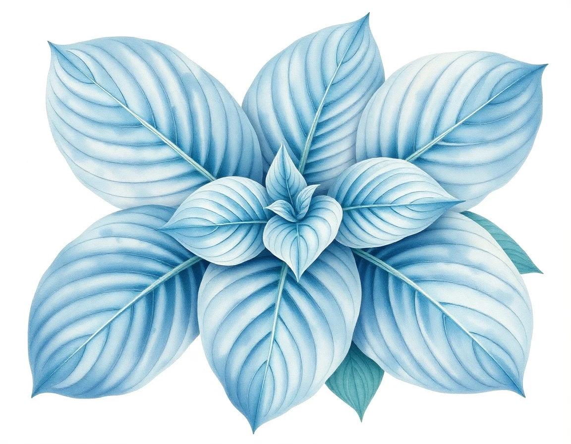 Watercolor illustration of Hosta 'Razz'n Rick'
