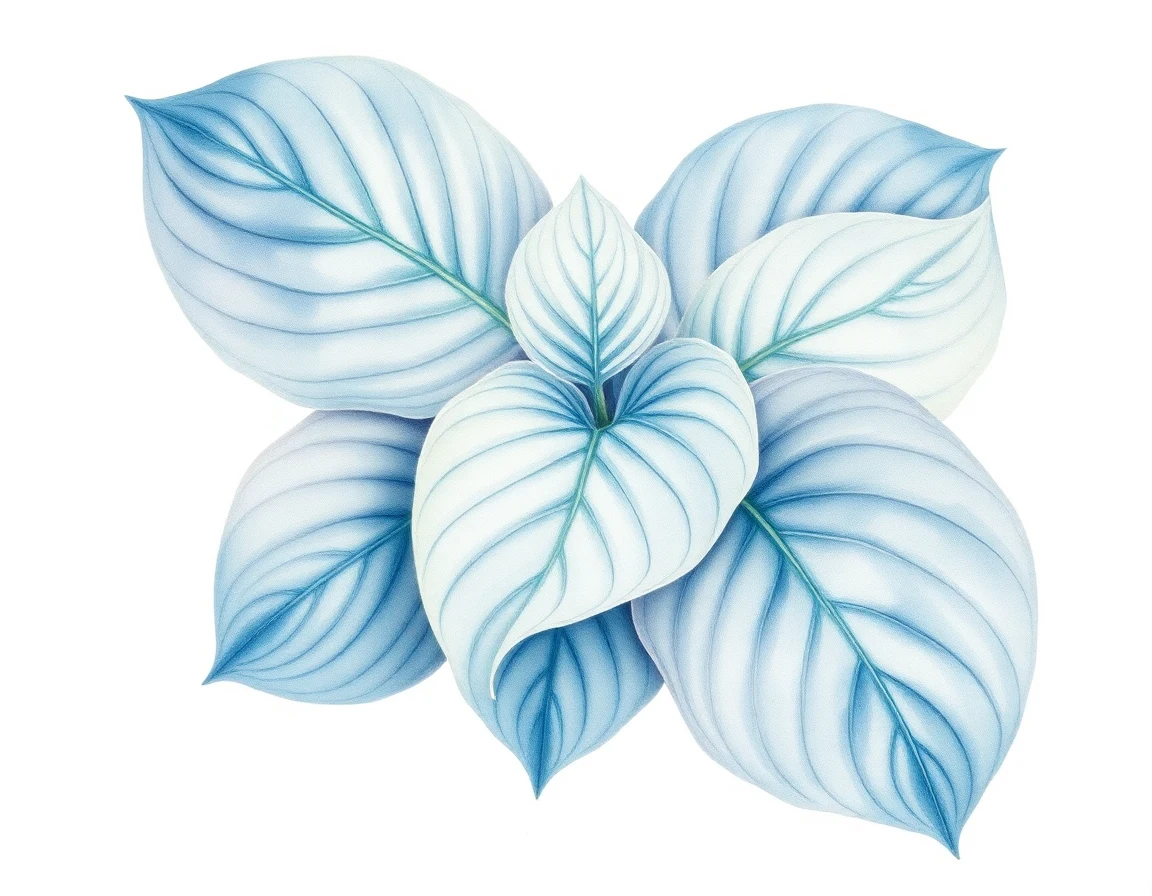 Watercolor illustration of Hosta 'Rembrandt Blue'