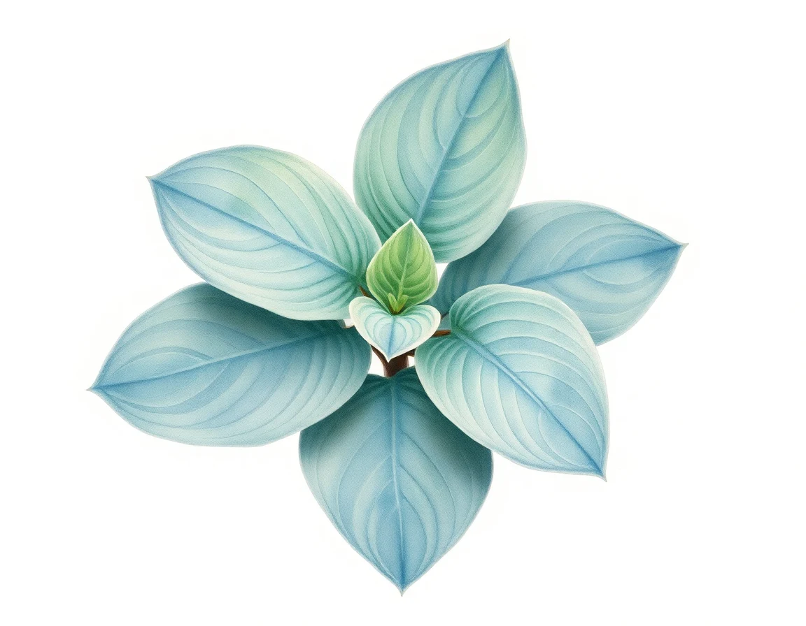 Watercolor illustration of Hosta 'Rendezvous'