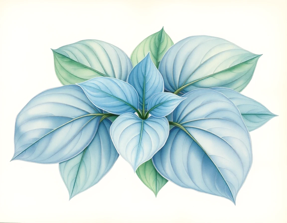 Watercolor illustration of Hosta 'Richland Blue'