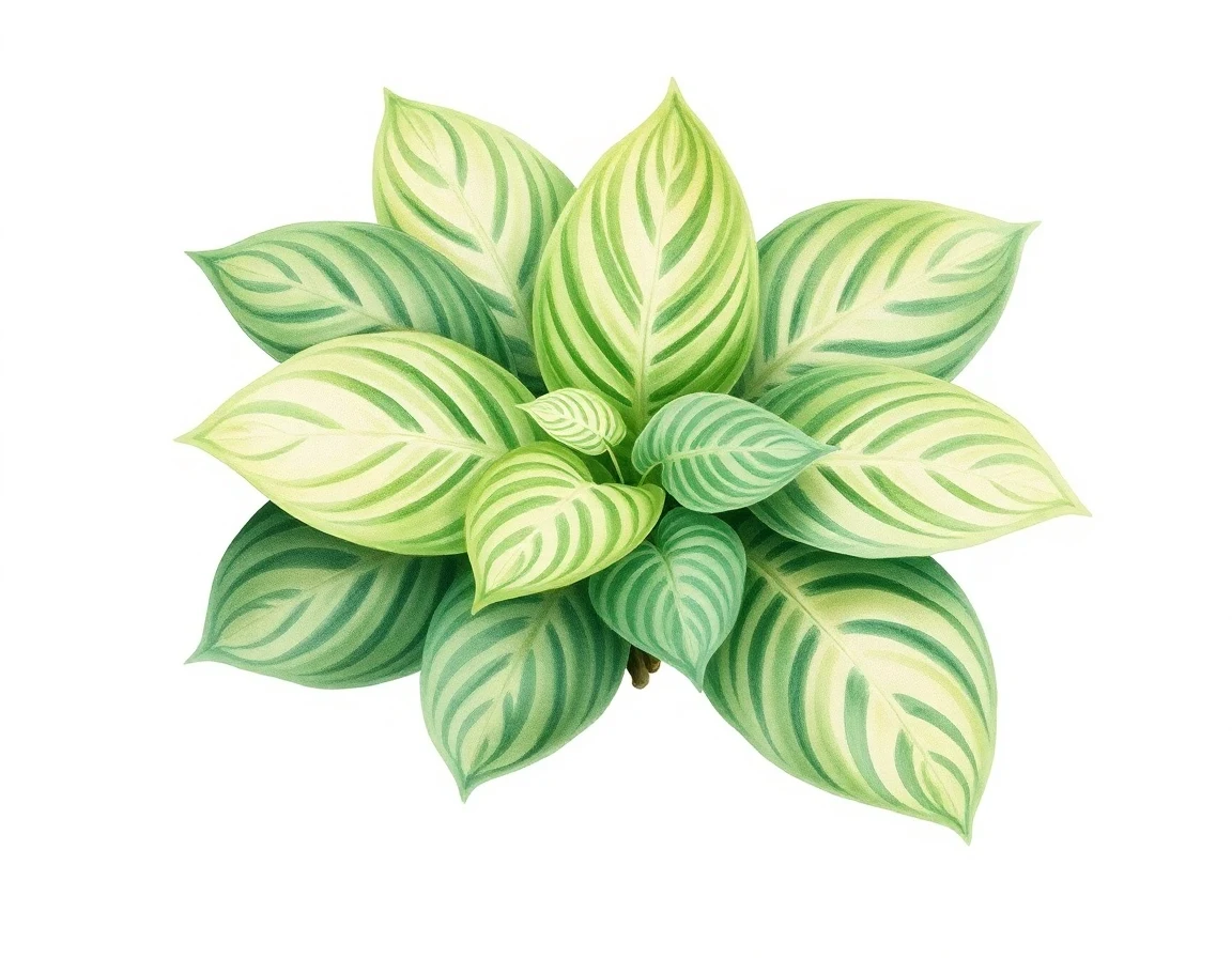 Watercolor illustration of Hosta 'Rickrack'