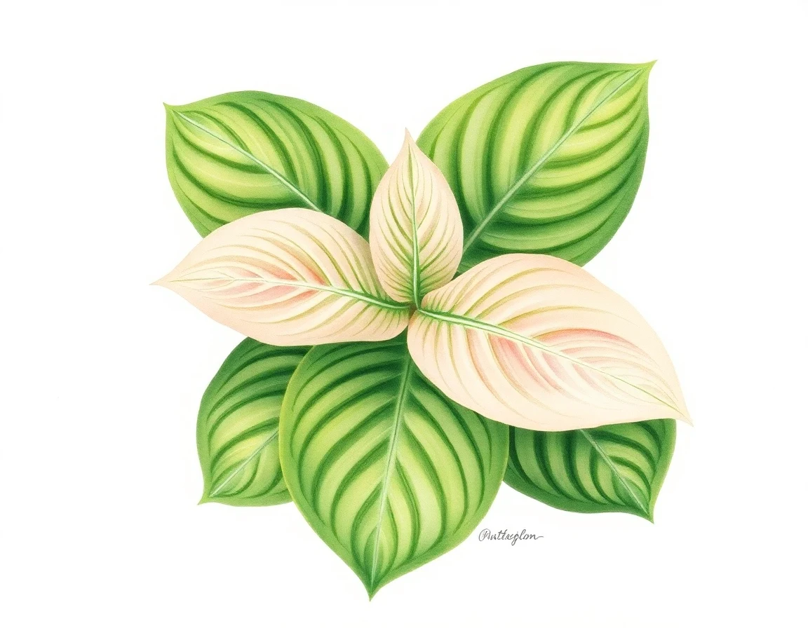 Watercolor illustration of Hosta 'Rocket's Red Glare'