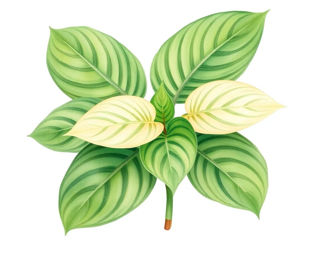 Watercolor illustration of Hosta 'Rocky Road'