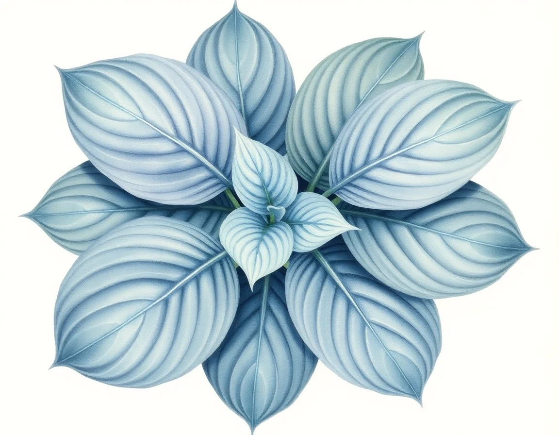 Watercolor illustration of Hosta 'Rosedale Babe'