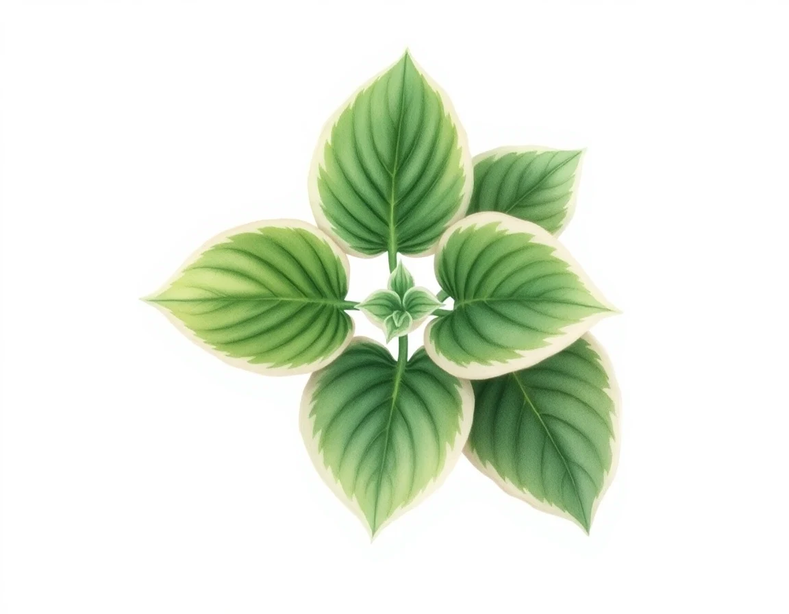 Watercolor illustration of Hosta 'Rosedale Brush Marks'
