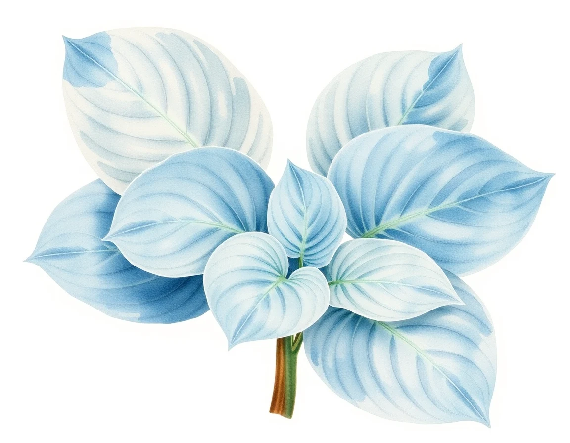 Watercolor illustration of Hosta 'Rosedale Dough Boy'