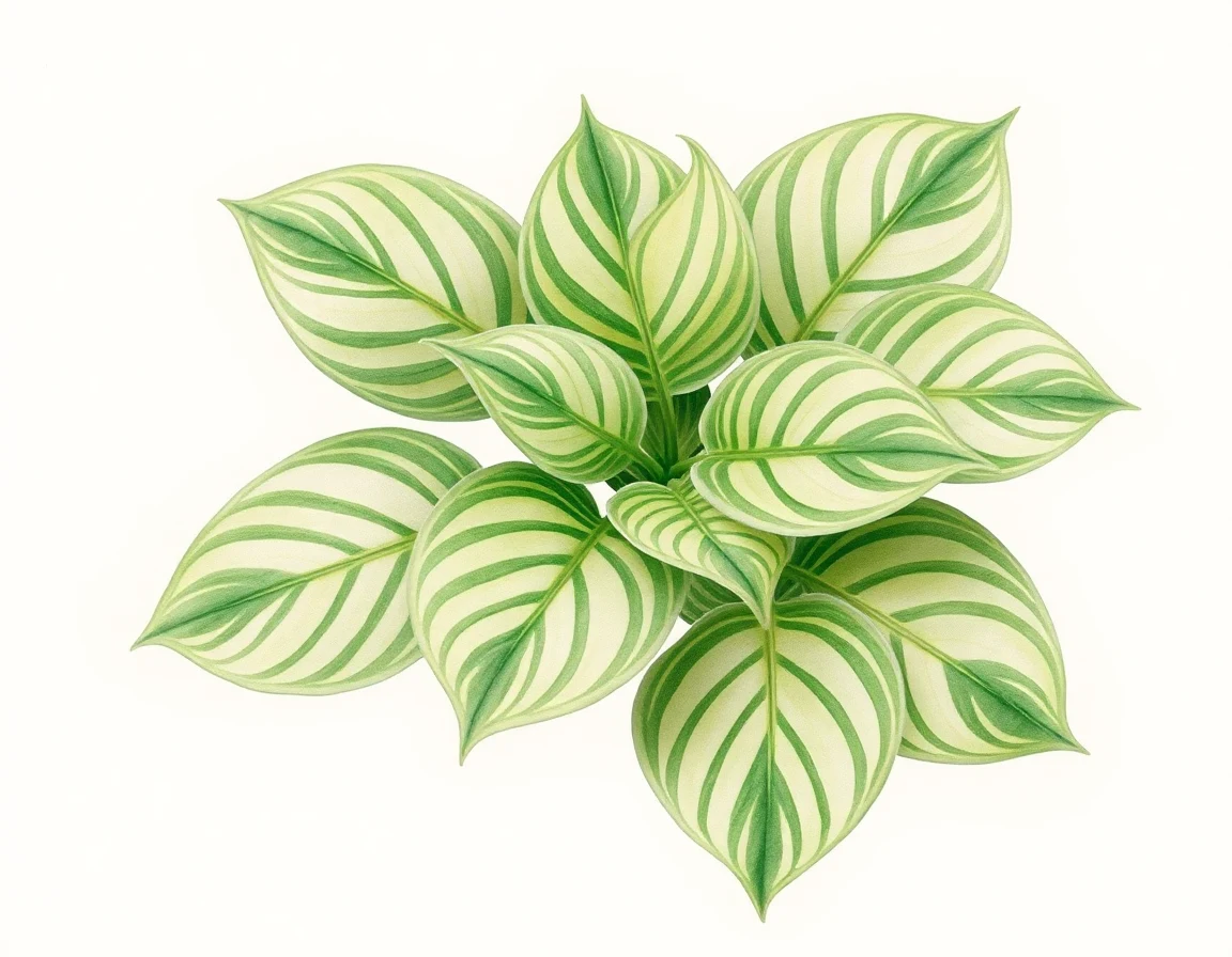Watercolor illustration of Hosta 'Rosedale Gee Whiz'