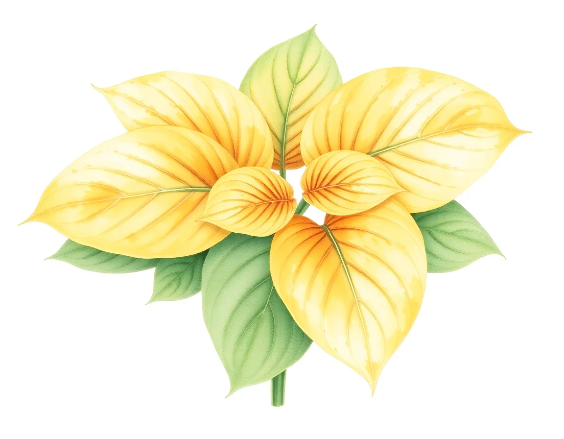 Watercolor illustration of Hosta 'Rosedale Golden Fleece'