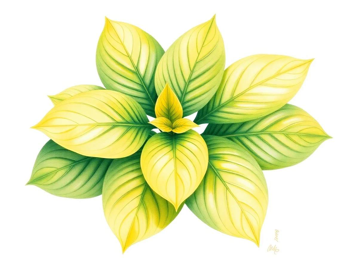 Watercolor illustration of Hosta 'Rosedale Golden Trout'