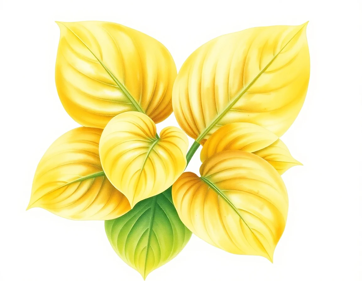 Watercolor illustration of Hosta 'Rosedale Golden Unicorn'