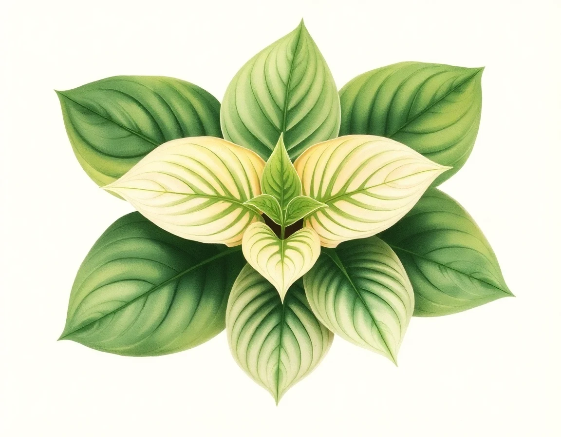 Watercolor illustration of Hosta 'Rosedale Grant Wood'