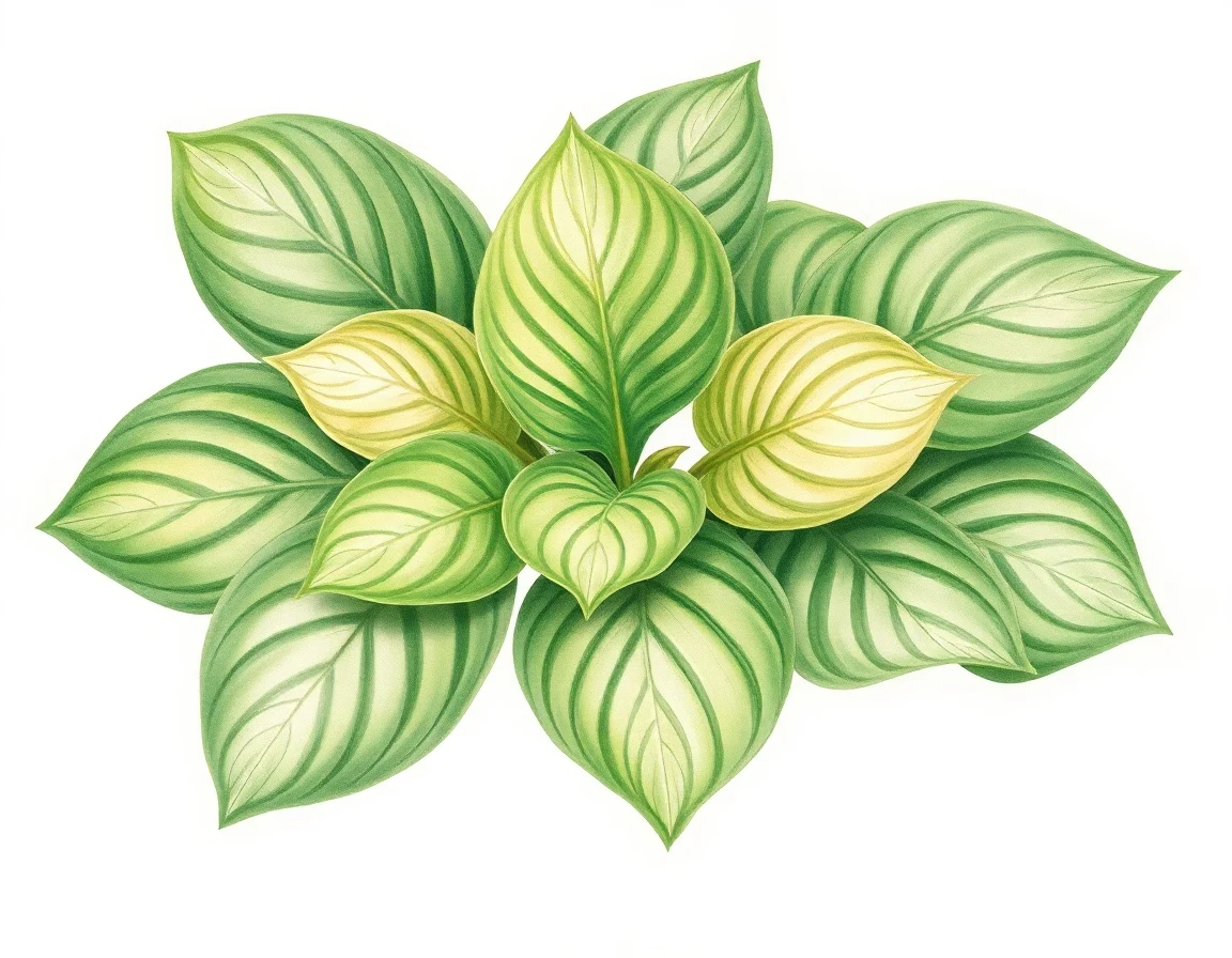 Watercolor illustration of Hosta 'Rosedale Waterwheel'