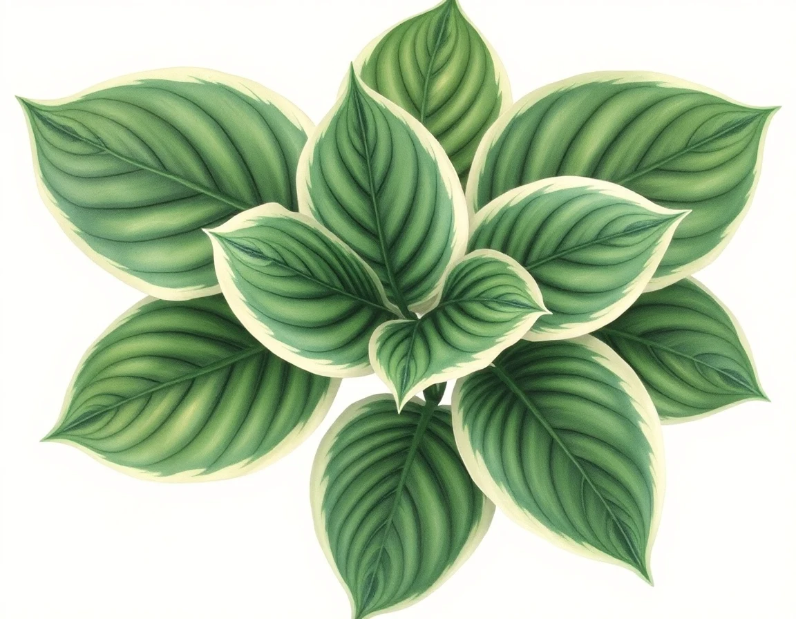 Watercolor illustration of Hosta 'Royal Super'