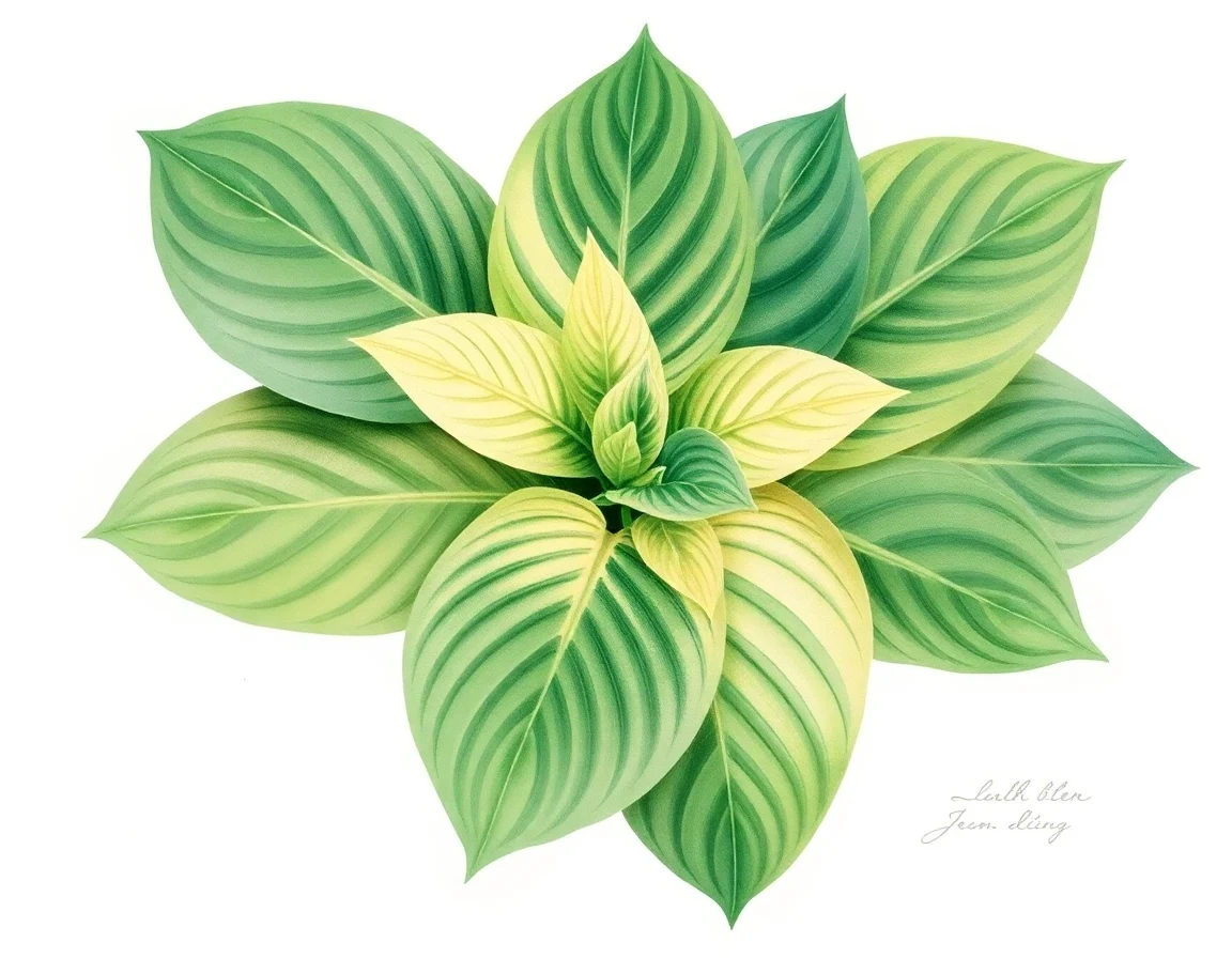 Watercolor illustration of Hosta 'Ruffles'