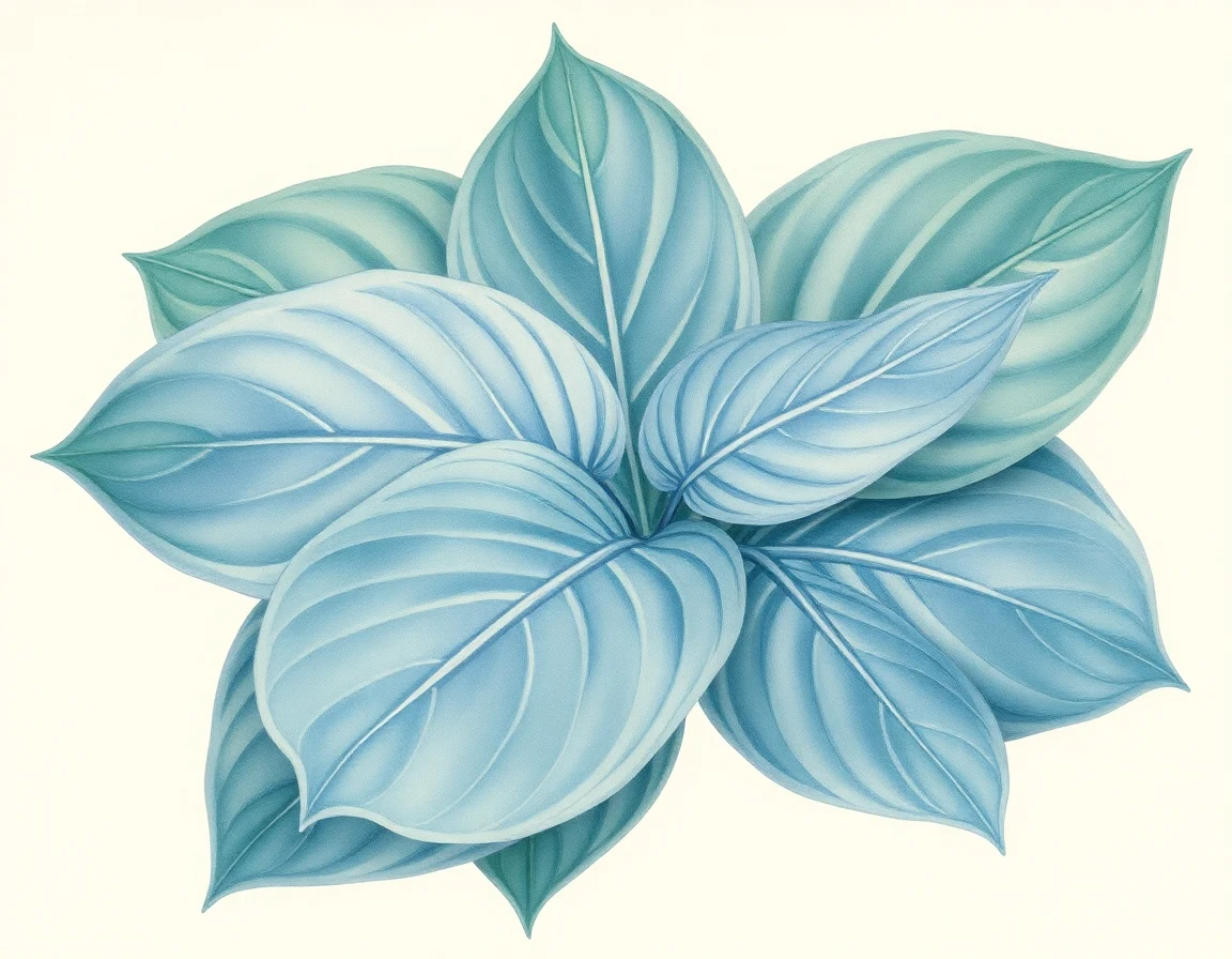 Watercolor illustration of Hosta 'Russell Lee'