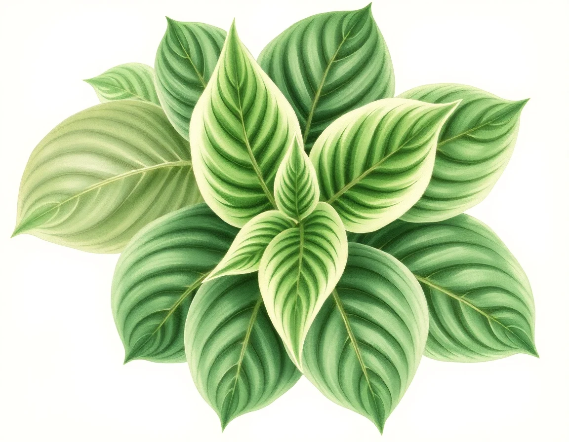 Watercolor illustration of Hosta 'Sabrina's Smile'