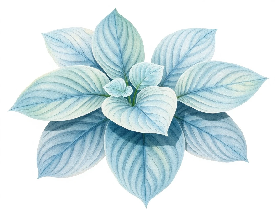 Watercolor illustration of Hosta 'Salty Blue'