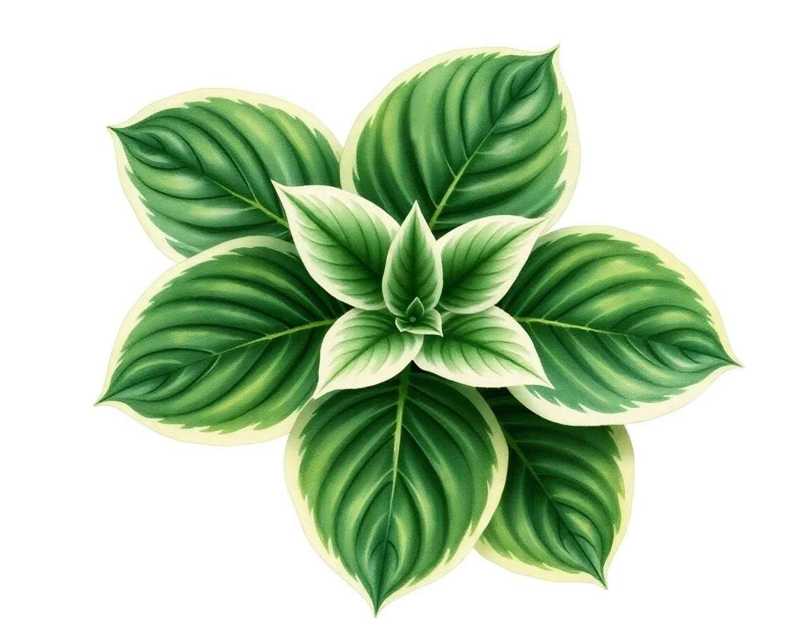 Watercolor illustration of Hosta 'Sandhill Crane'