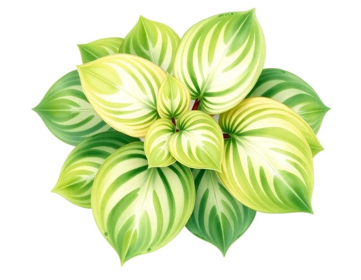 Watercolor illustration of Hosta 'Saw Mill'