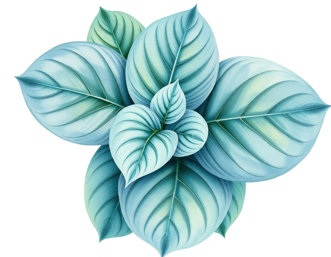 Watercolor illustration of Hosta 'Sea Aquarius'