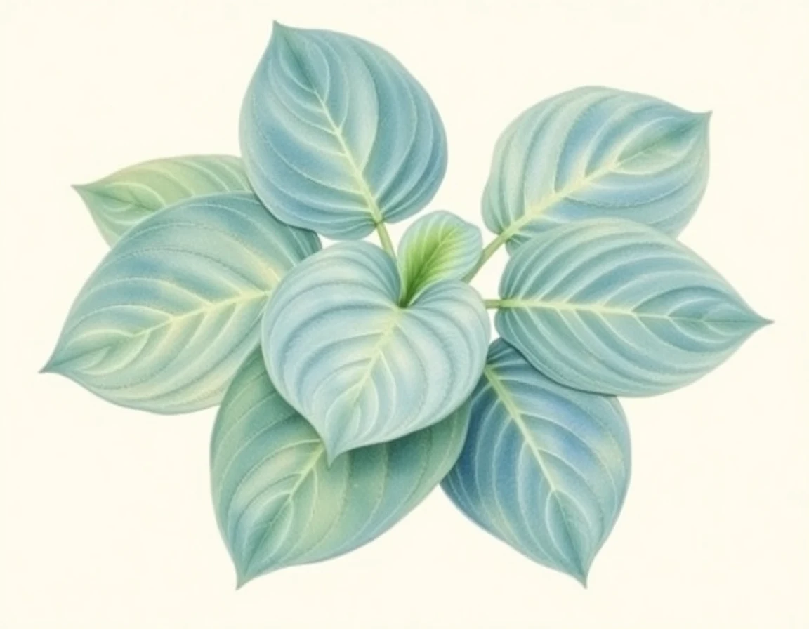 Watercolor illustration of Hosta 'Sea Beacon'