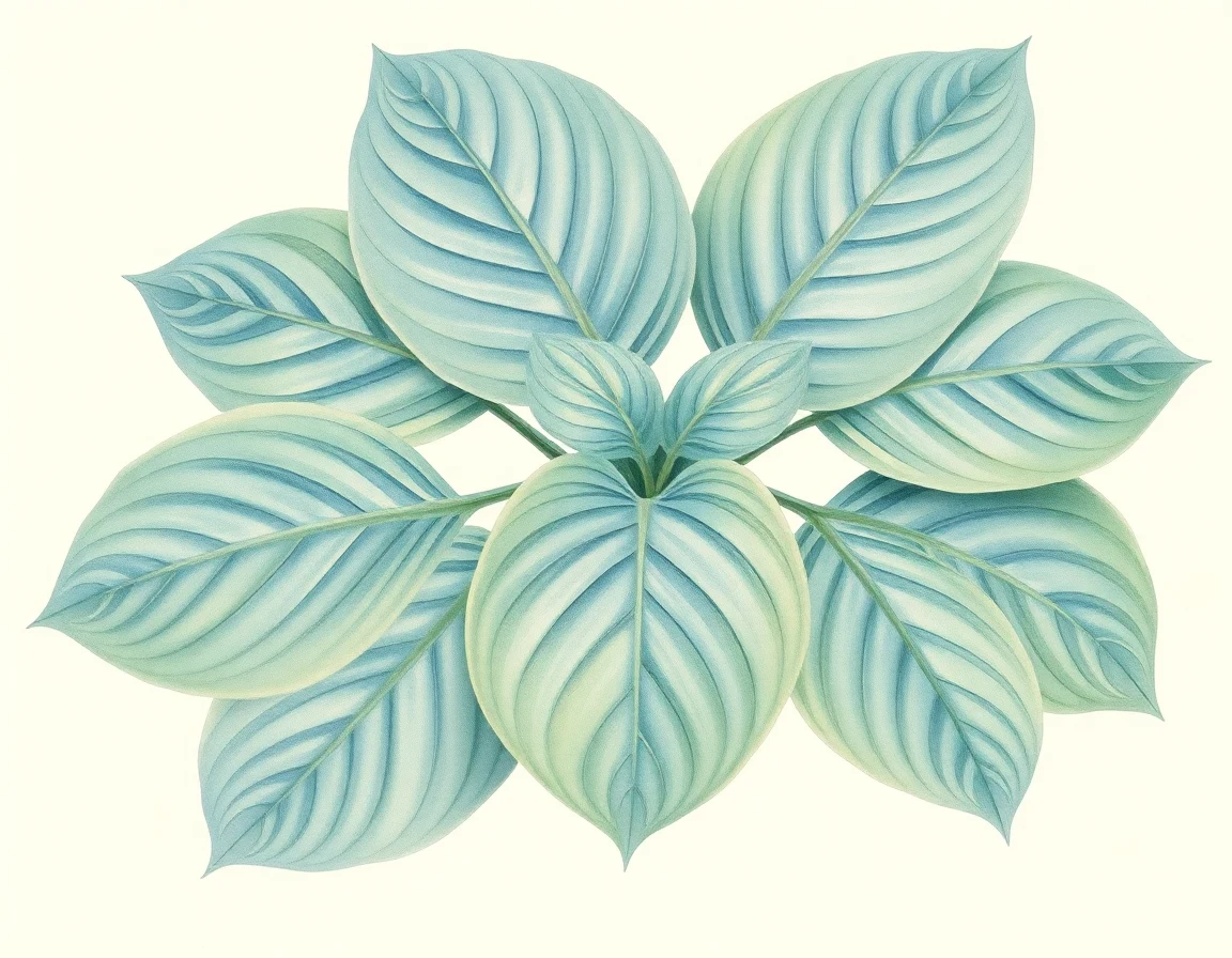 Watercolor illustration of Hosta 'Sea Blue'