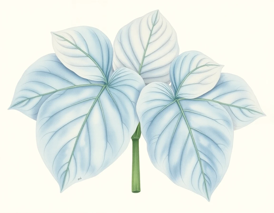 Watercolor illustration of Hosta 'Sea Grotto'