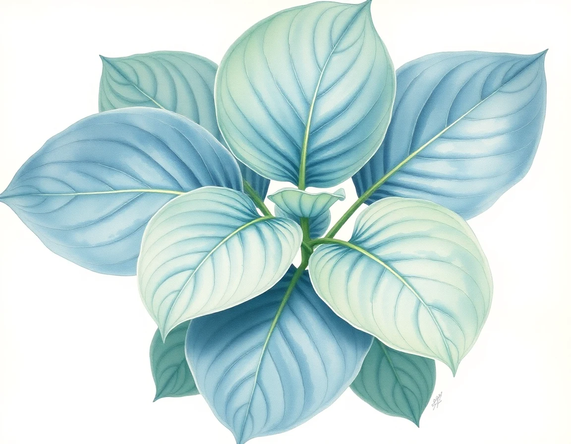 Watercolor illustration of Hosta 'Sea Hero'