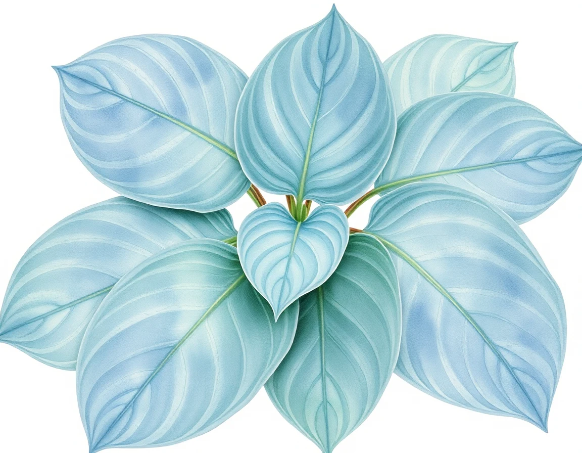 Watercolor illustration of Hosta 'Sea Sapphire'