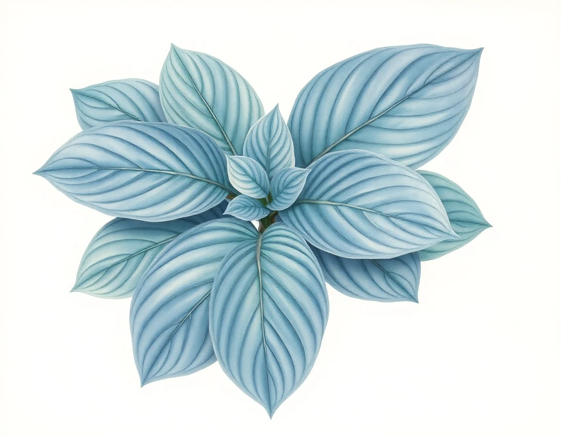 Watercolor illustration of Hosta 'Sea Waves'