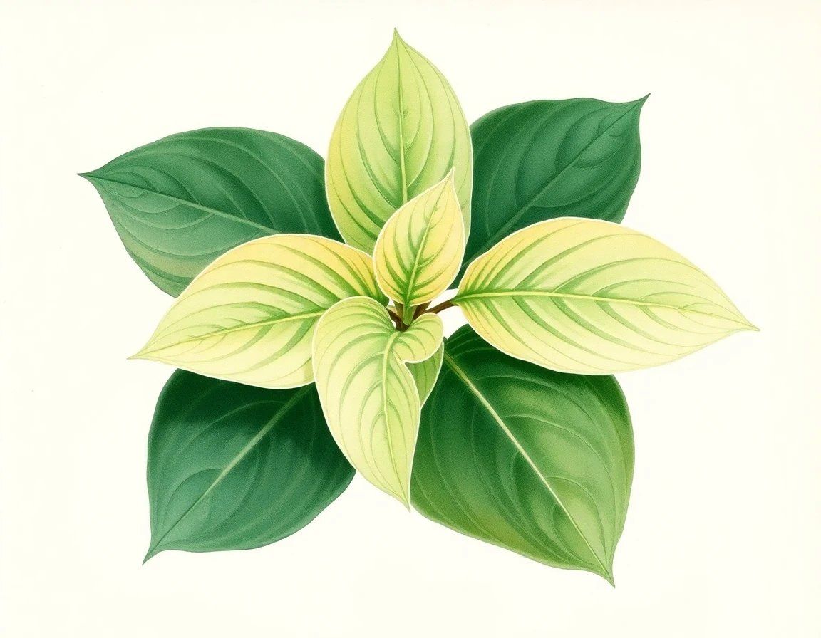 Watercolor illustration of Hosta 'Seventh Heaven'